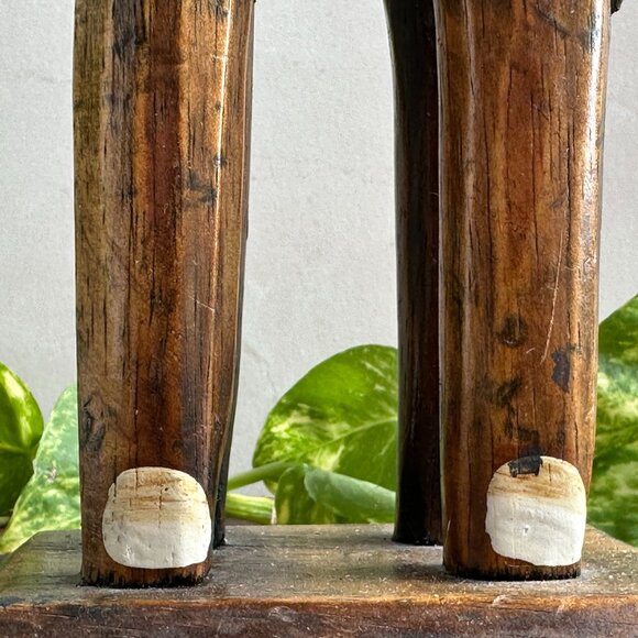 Hand Carved Wooden Elephant Figurine With Mosaic Accents - Picture 4 of 8